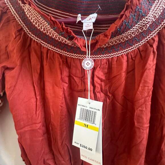 Red Carter Bohemian Boho Off-Shoulder Burnt Orange Festival Dress  Size M - Picture 5 of 7